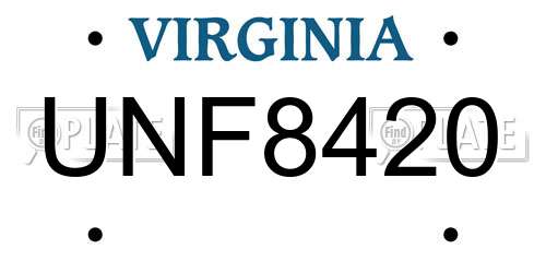 UNF8420 Virginia License Plate
