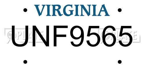 UNF9565 Virginia License Plate