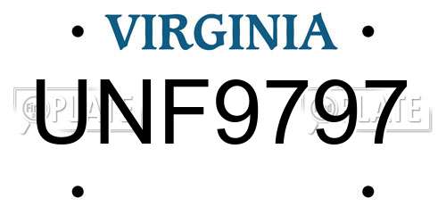 UNF9797 Virginia License Plate