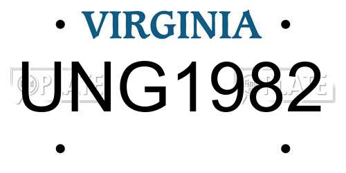 UNG1982 Virginia License Plate