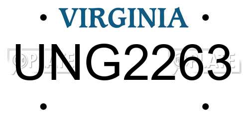 UNG2263 Virginia License Plate