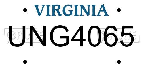 UNG4065 Virginia License Plate