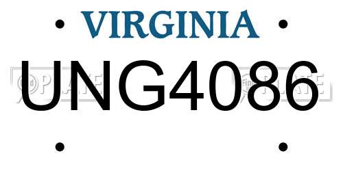 UNG4086 Virginia License Plate