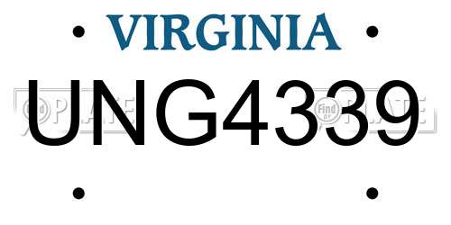 UNG4339 Virginia License Plate