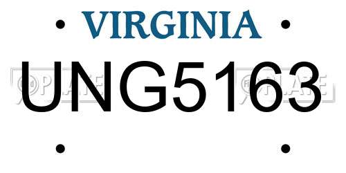UNG5163 Virginia License Plate