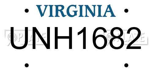 UNH1682 Virginia License Plate