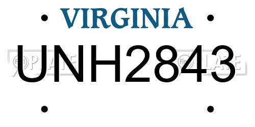 UNH2843 Virginia License Plate