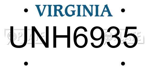 UNH6935 Virginia License Plate