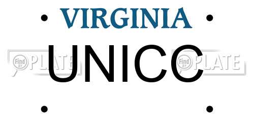 UNICC Virginia License Plate