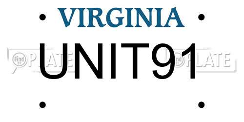 UNIT91 Virginia License Plate