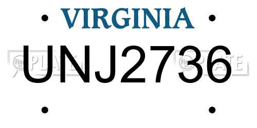 UNJ2736 Virginia License Plate