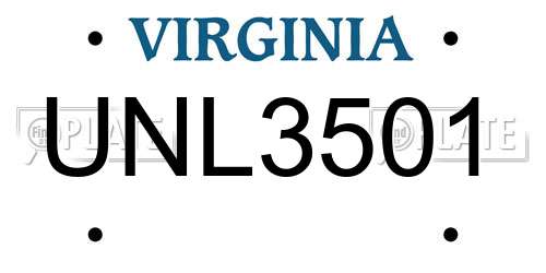 UNL3501 Virginia License Plate