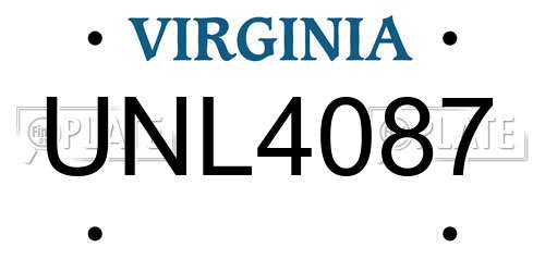 UNL4087 Virginia License Plate