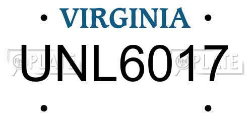 UNL6017 Virginia License Plate