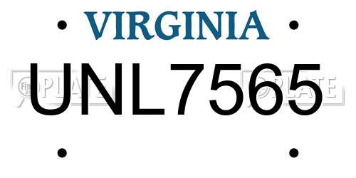UNL7565 Virginia License Plate