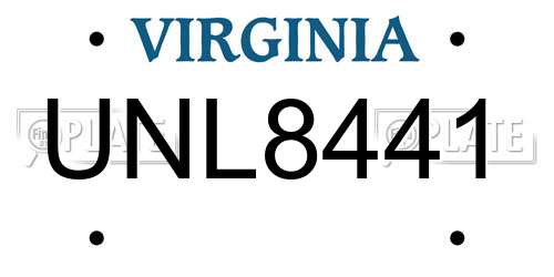 UNL8441 Virginia License Plate