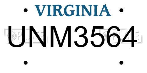 UNM3564 Virginia License Plate