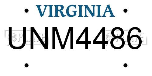 UNM4486 Virginia License Plate