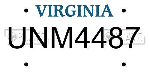 UNM4487 Virginia License Plate