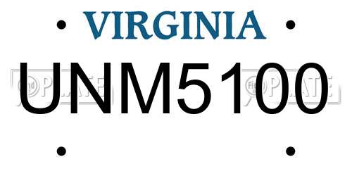 UNM5100 Virginia License Plate
