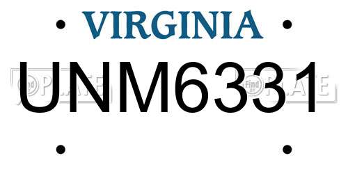 UNM6331 Virginia License Plate