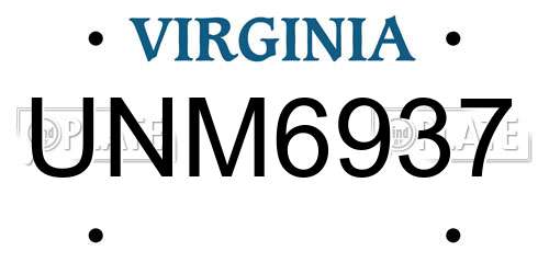 UNM6937 Virginia License Plate