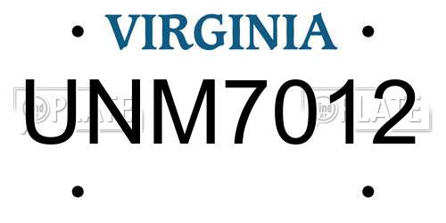 UNM7012 Virginia License Plate
