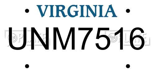 UNM7516 Virginia License Plate