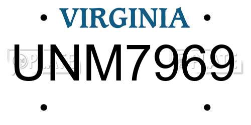 UNM7969 Virginia License Plate