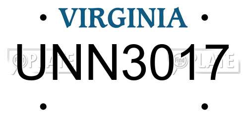 UNN3017 Virginia License Plate