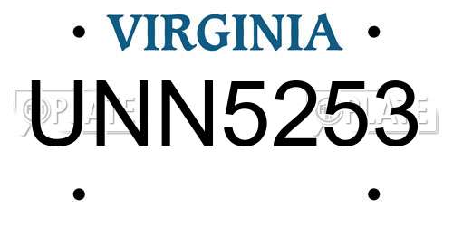 UNN5253 Virginia License Plate