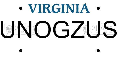 UNOGZUS Virginia License Plate