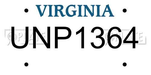 UNP1364 Virginia License Plate