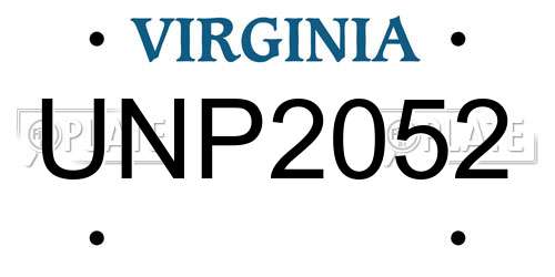 UNP2052 Virginia License Plate