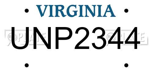 UNP2344 Virginia License Plate