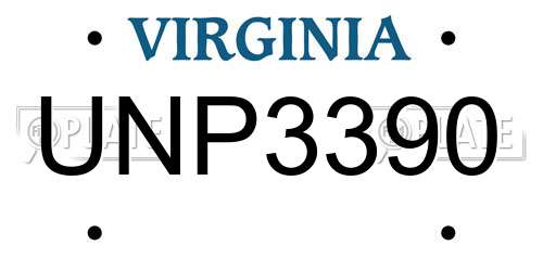 UNP3390 Virginia License Plate