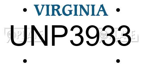 UNP3933 Virginia License Plate