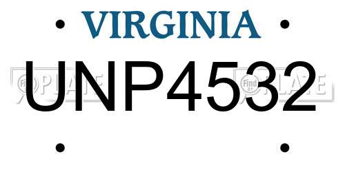 UNP4532 Virginia License Plate