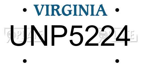 UNP5224 Virginia License Plate