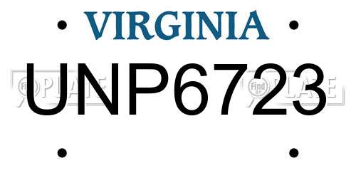 UNP6723 Virginia License Plate
