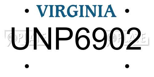 UNP6902 Virginia License Plate
