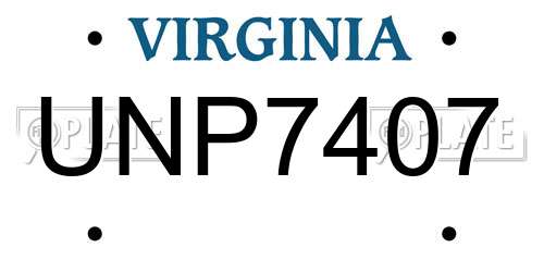 UNP7407 Virginia License Plate