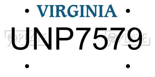 UNP7579 Virginia License Plate