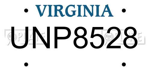UNP8528 Virginia License Plate