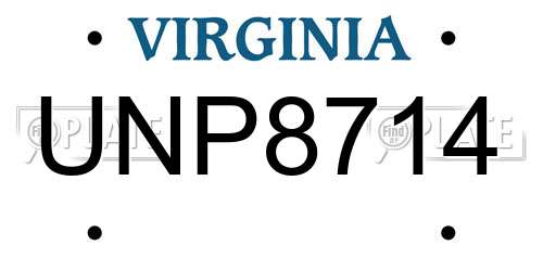 UNP8714 Virginia License Plate