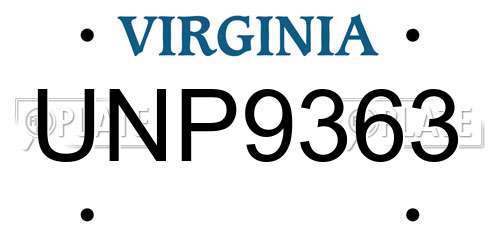 UNP9363 Virginia License Plate