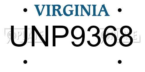 UNP9368 Virginia License Plate