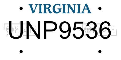 UNP9536 Virginia License Plate