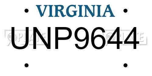 UNP9644 Virginia License Plate