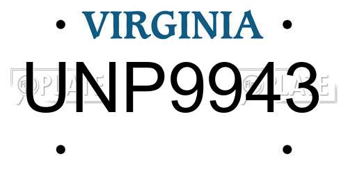 UNP9943 Virginia License Plate